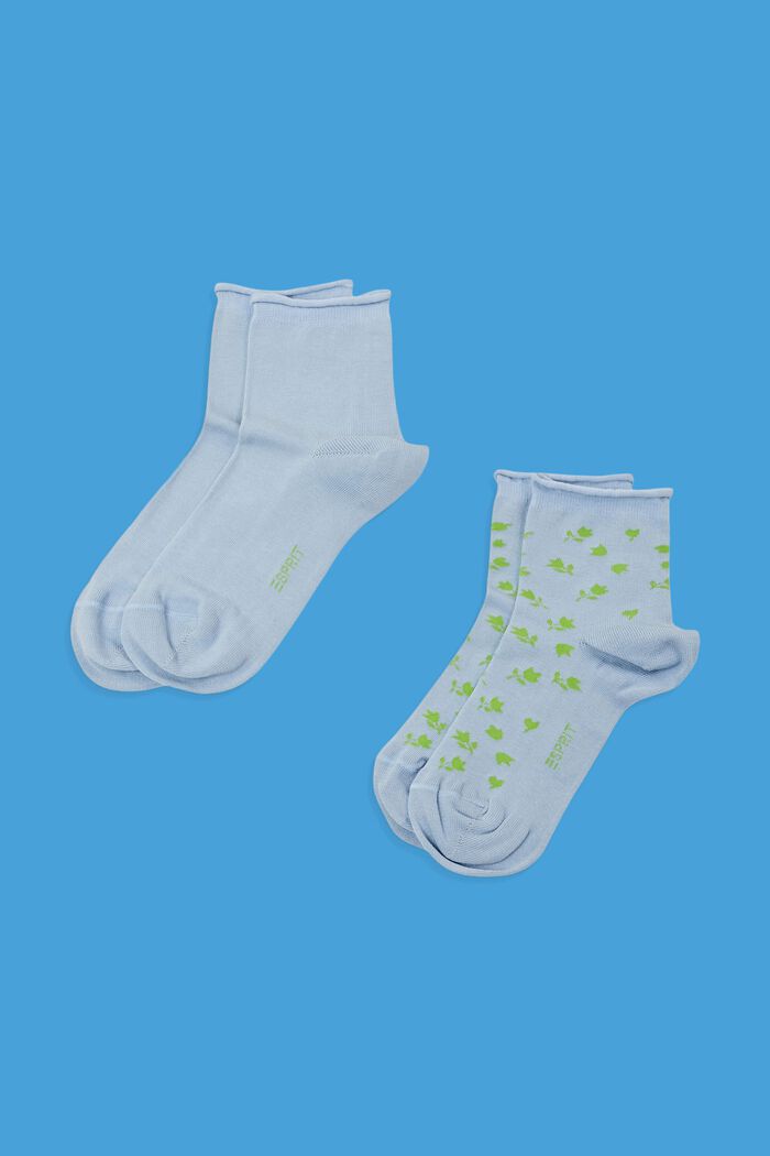 Set van 2 paar korte sokken met bloemenmotief, CLOUD, detail image number 0
