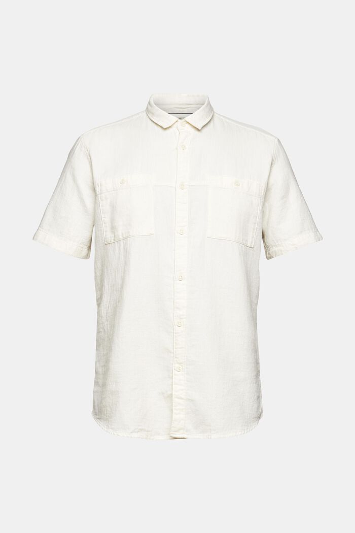 Overhemd met korte mouwen van een materiaalmix, OFF WHITE, detail image number 6