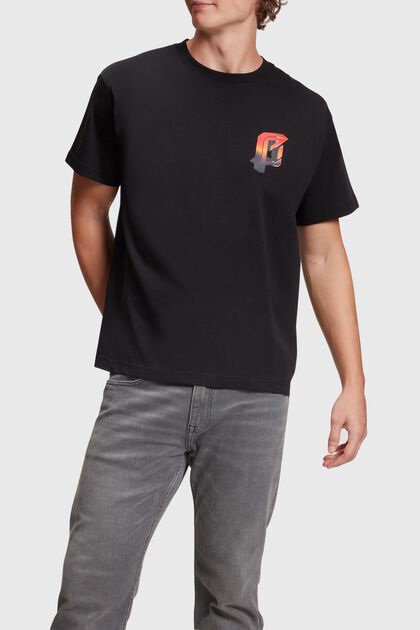 AMBIGRAM T-shirt met print op de voorkant, BLACK, overview