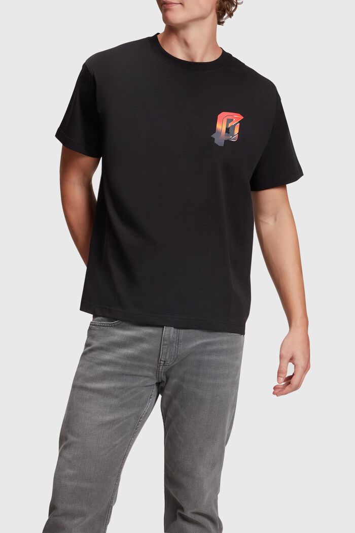 AMBIGRAM T-shirt met print op de voorkant, BLACK, detail image number 0