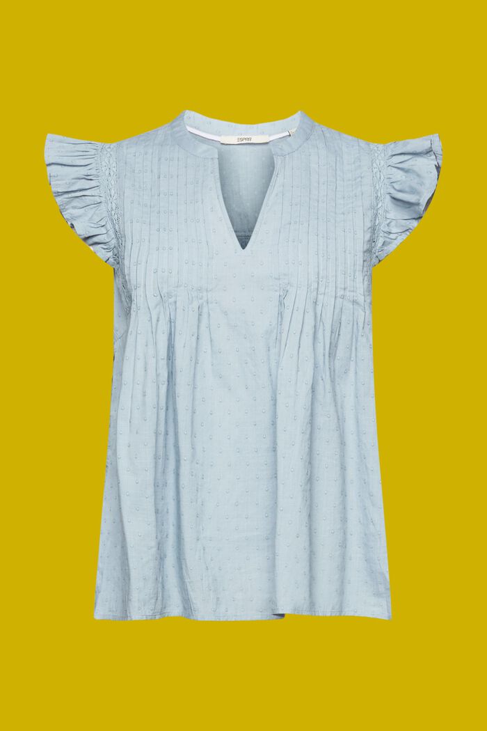 Mouwloze blouse met Zwitserse stippen, 100% katoen, LIGHT BLUE LAVENDER, detail image number 5