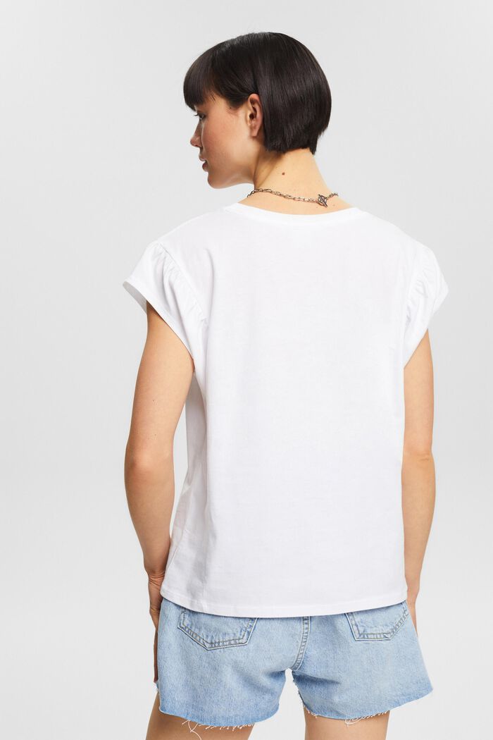 T-shirt met gerimpelde schouders, WHITE, detail image number 3