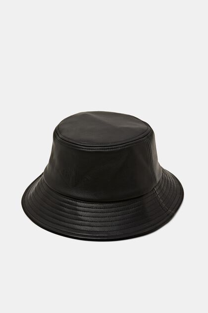 Leren bucket hat met logo