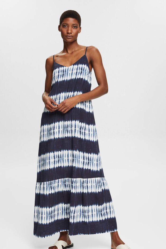 Maxi-jurk met gebatikt motief, LENZING™ ECOVERO™, NAVY, detail image number 0