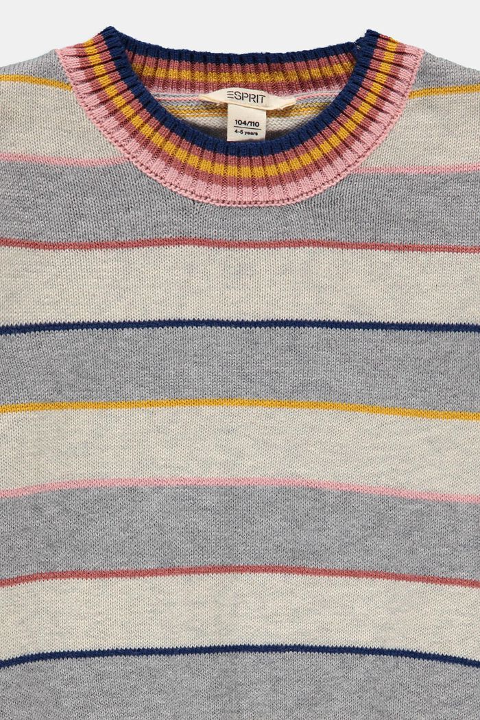 Kleurig gestreepte trui van een katoenmix, SILVER, detail image number 2