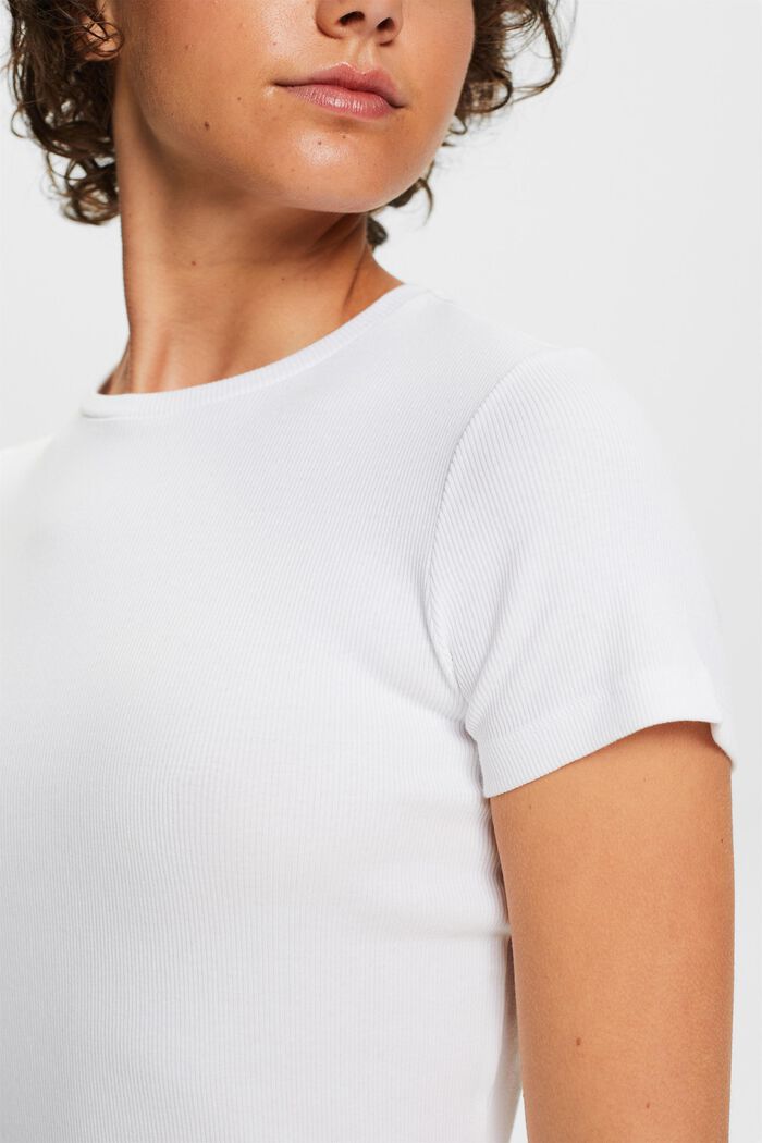 T-shirt van katoen-jersey met ronde hals, WHITE, detail image number 2