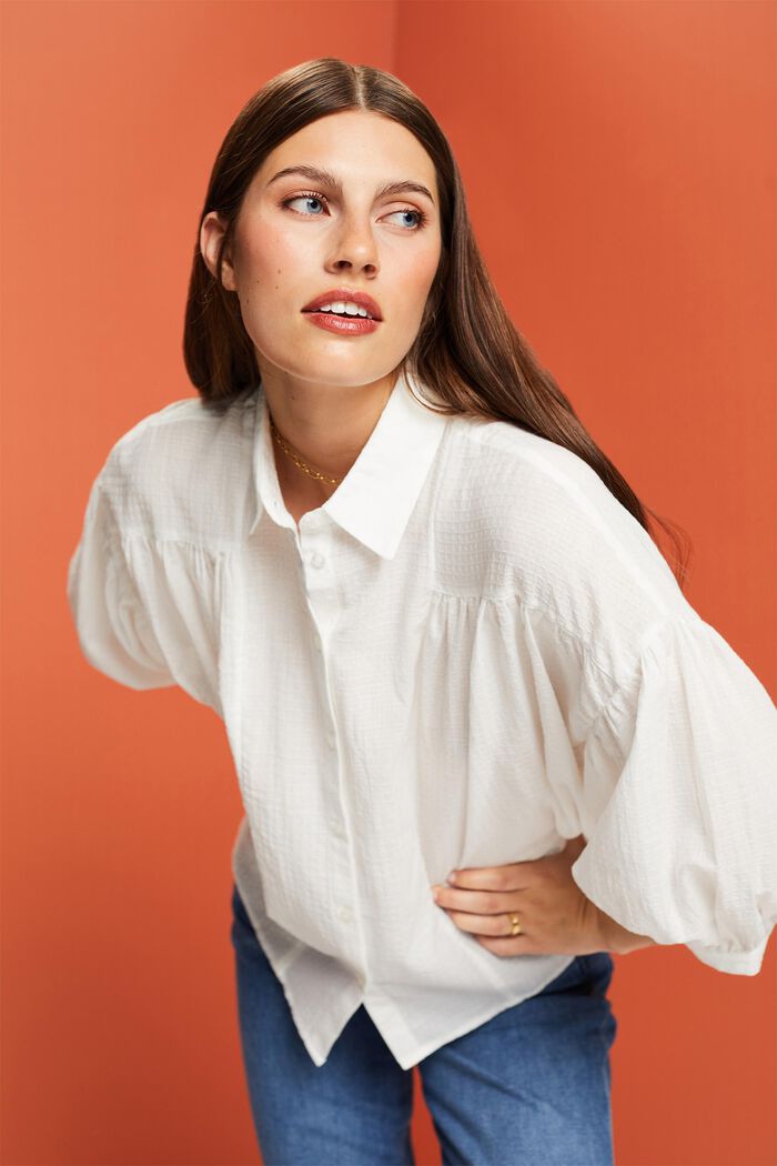 Oversized blouse, 100% katoen, WHITE, detail image number 4