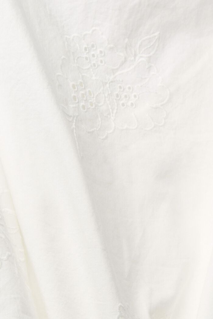 Korte pyjama met bloemenborduursel, OFF WHITE, detail image number 4