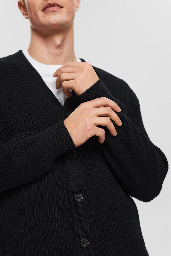 Ribgebreid vest met V-hals, BLACK, detail image number 3