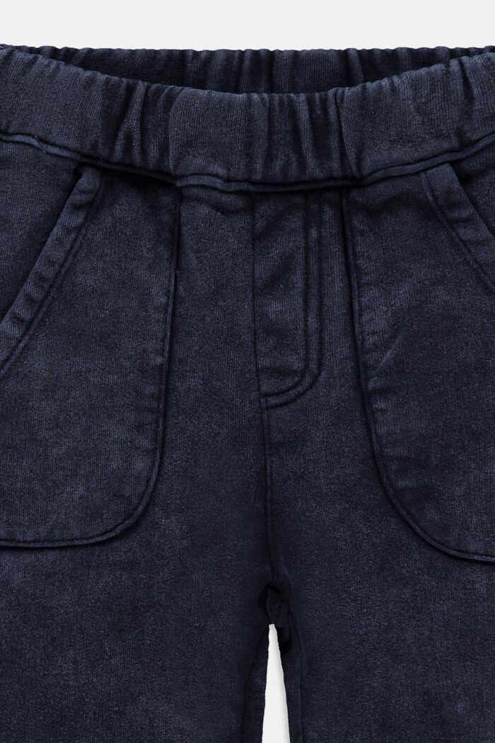 Joggingbroek met een gewassen look, 100% katoen, BLUE DARK WASHED, detail image number 2