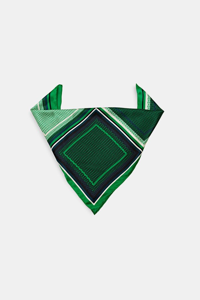 Vierkante zijden bandana met print, EMERALD GREEN, detail image number 0