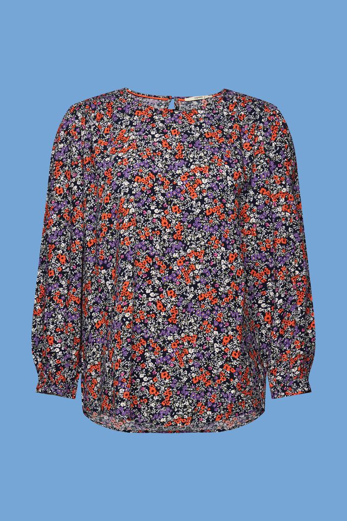 Gebloemde blouse met 3/4-mouwen, NAVY BLUE, detail image number 7