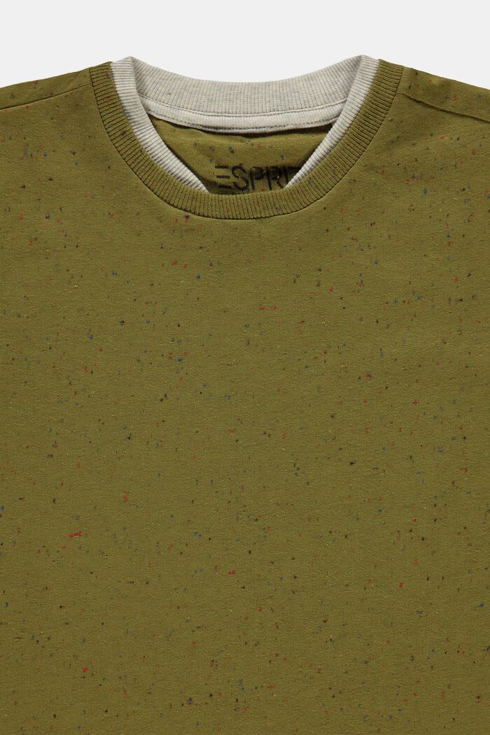 Katoenen T-shirt met dubbele kraag, LEAF GREEN, detail image number 2