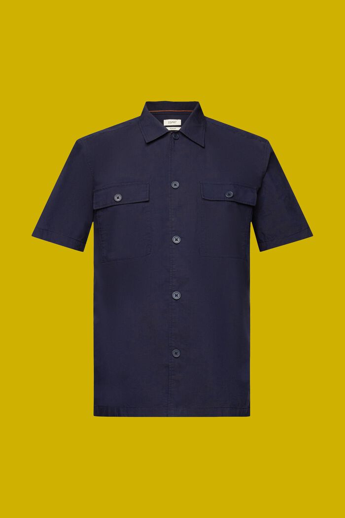 Overhemd met korte mouwen, katoenmix, NAVY, detail image number 5