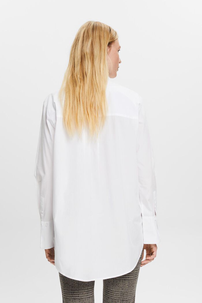 Loose fit overhemdblouse, 100% katoen, WHITE, detail image number 3