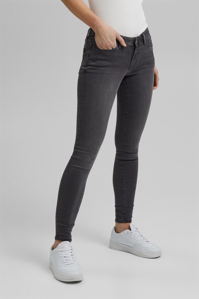 Jeans met superstretch, gerecycled, GREY MEDIUM WASHED, overview