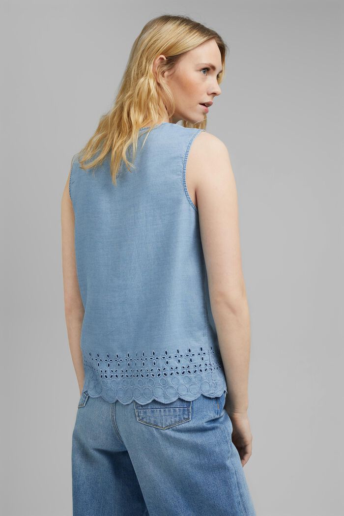 Van TENCEL™: denim blouse met borduursel, BLUE LIGHT WASHED, detail image number 3
