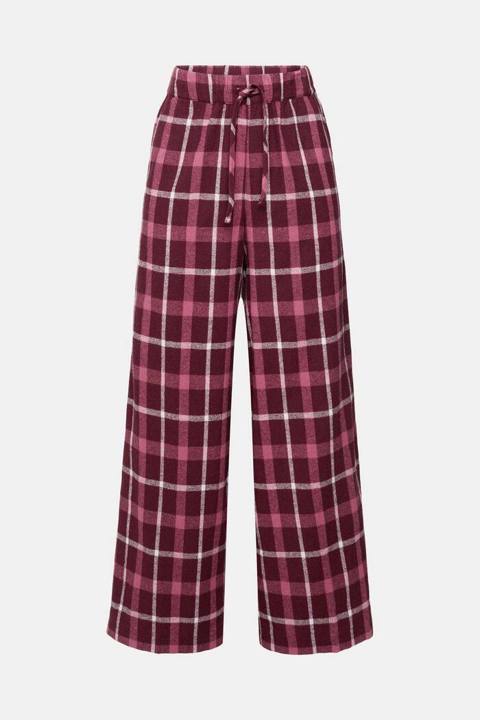 Geruite pyjamabroek van katoenen flanel, BORDEAUX RED, overview