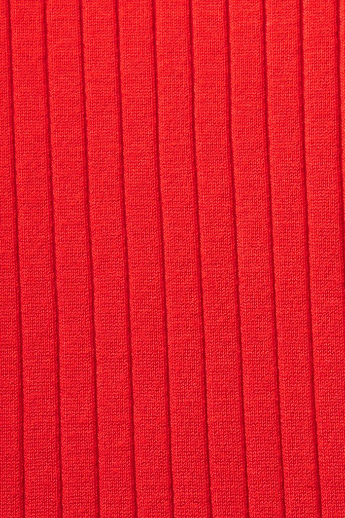 Ribgebreide jurk met plooien, RED, detail image number 6