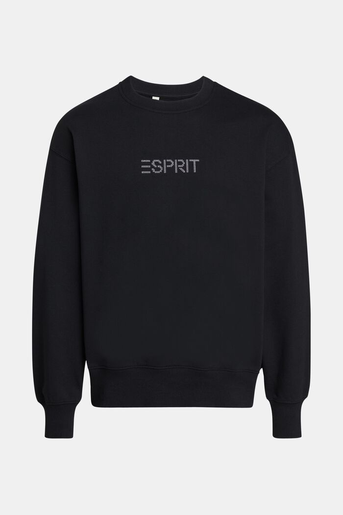 Sweatshirt met label en studs, BLACK, detail image number 4