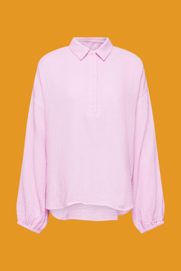 Gestructureerde blouse van katoen, LILAC, detail image number 7