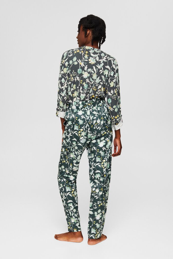 Met zijde: pyjamabroek met paperbag-band, DARK TEAL GREEN, detail image number 3