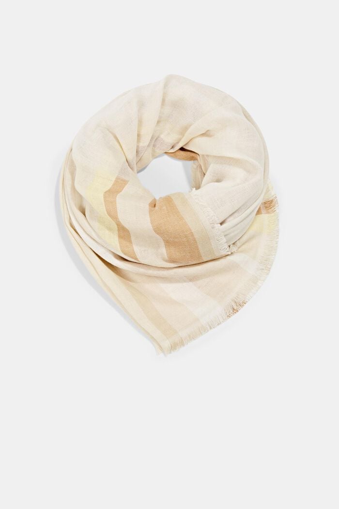 Gestreepte sjaal van biologisch katoen, OFF WHITE, detail image number 0