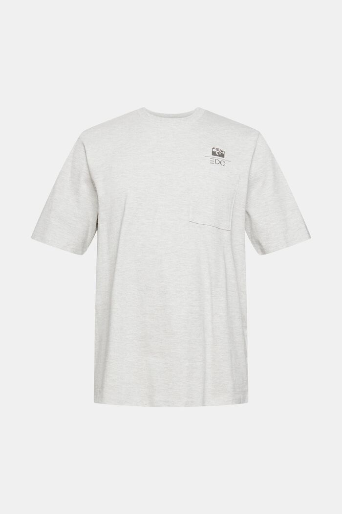Jersey T-shirt met kleine motiefprint, LIGHT GREY, detail image number 7