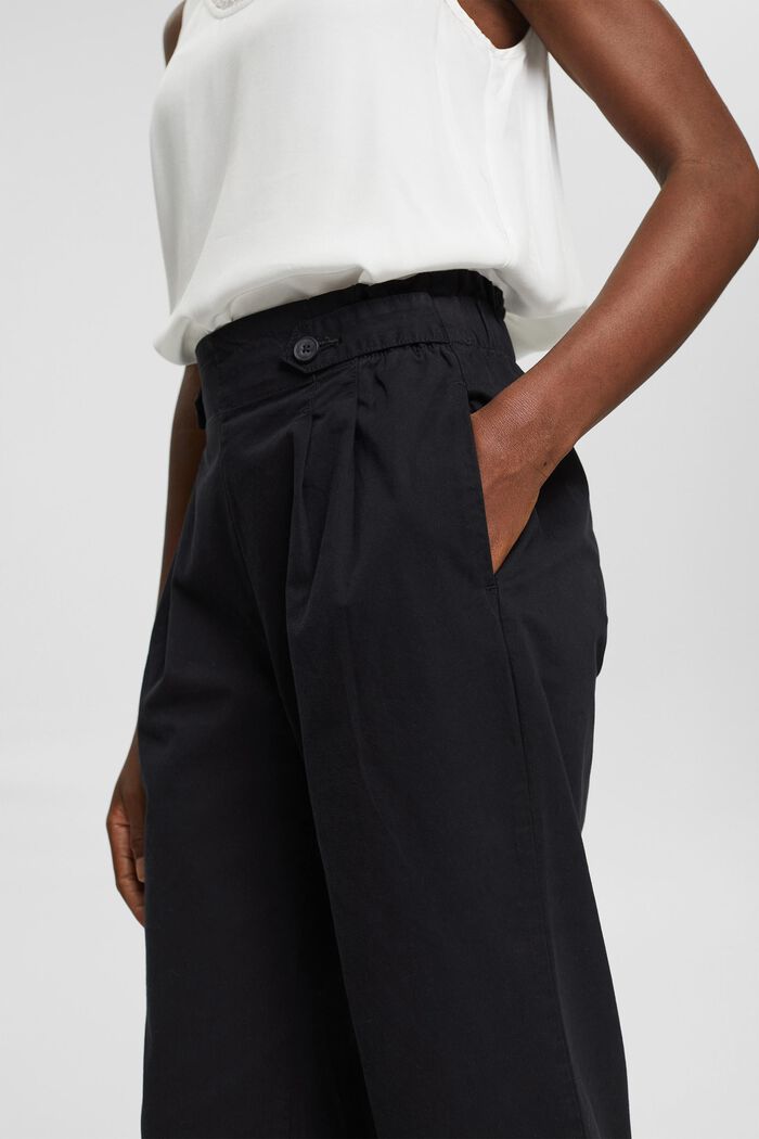 Cropped broek met elastische band, 100% katoen, BLACK, detail image number 2