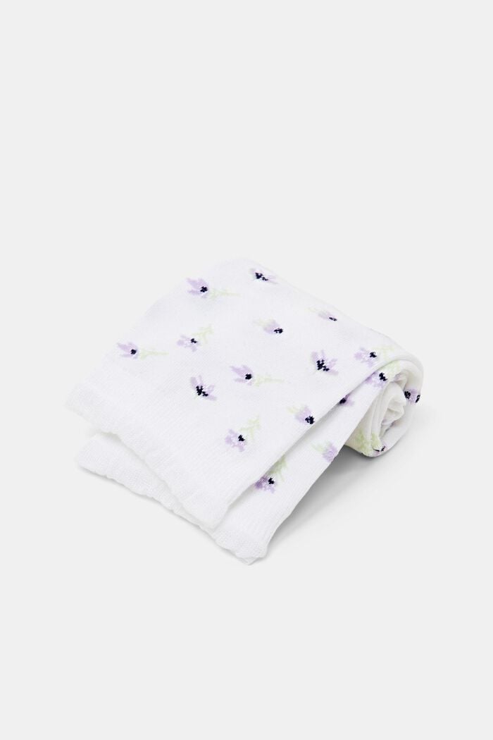 Set van 2 paar gebreide sokken met bloemmotief, WHITE, detail image number 2