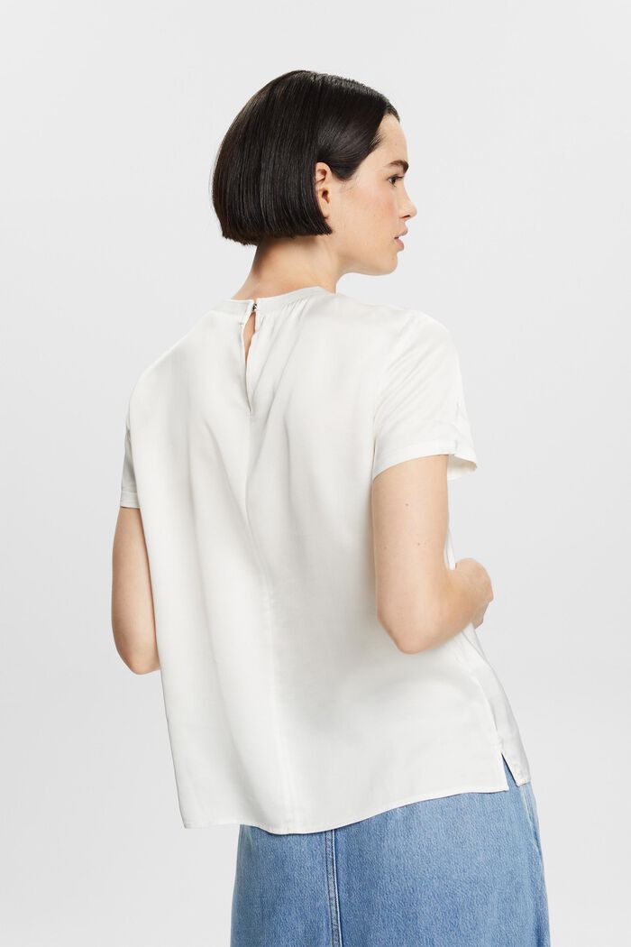 Satijnen blouse met korte mouwen, OFF WHITE, detail image number 3