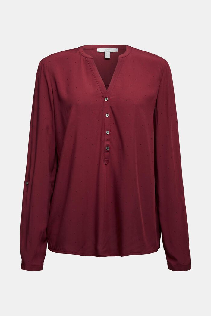 Henley blouse van LENZING™ ECOVERO™, BORDEAUX RED, detail image number 0