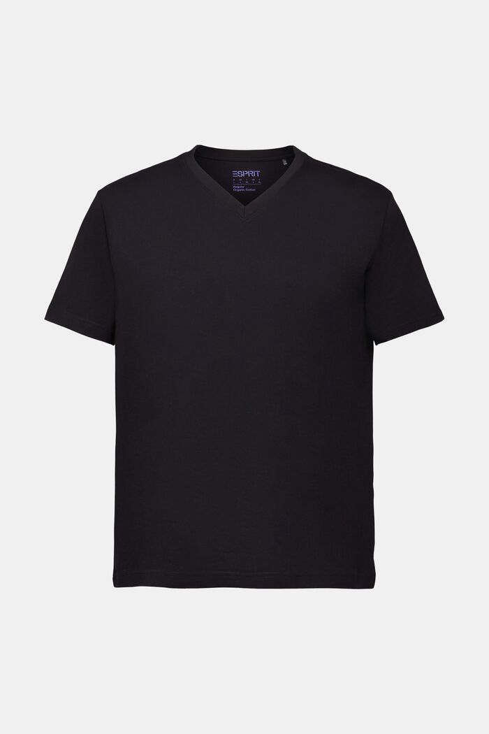 T-shirt met V-hals van organic cotton, BLACK, detail image number 5
