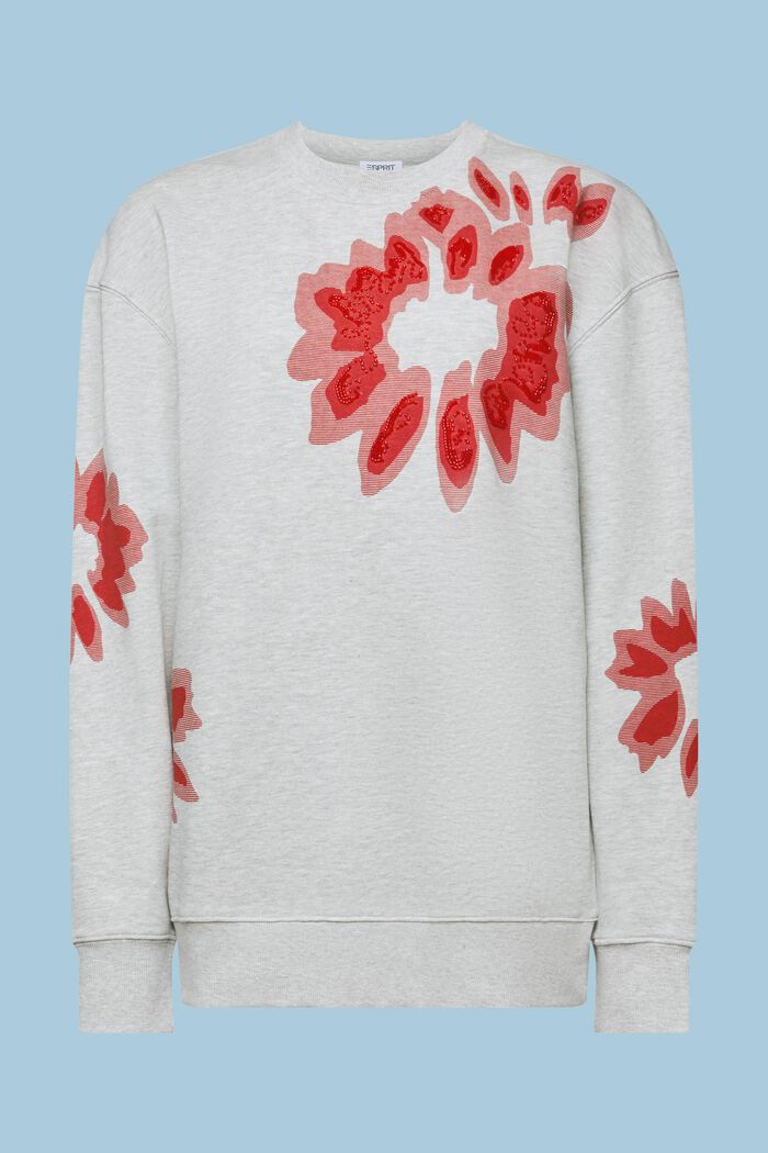 Oversized sweatshirt met print en kralen, LIGHT GREY, detail image number 6