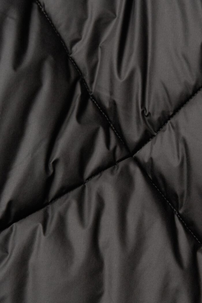 Lange mantel met ruitvormig stiksel, BLACK, detail image number 4