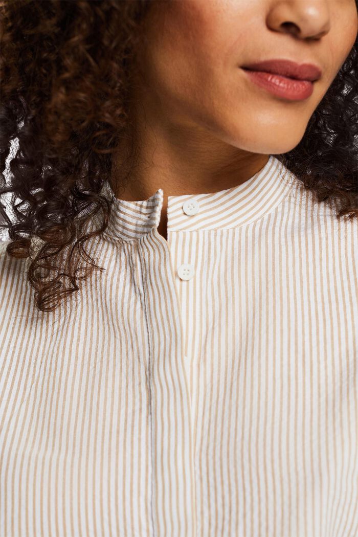 Gestreepte blouse met lange mouwen, BEIGE, detail image number 2