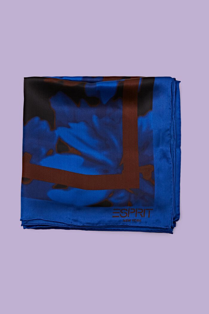 Vierkante zijden sjaal, BRIGHT BLUE, detail image number 0
