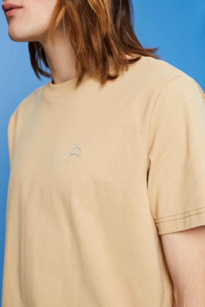 Katoenen T-shirt met dolfijnenprint, SAND, detail image number 2