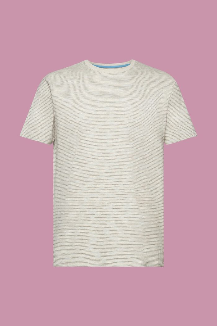 T-shirt met fijn gemêleerde strepen, OFF WHITE, detail image number 7