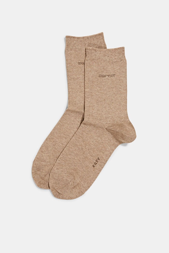 Twee paar sokken met zachte boord, NUTMEG MELANGE, overview