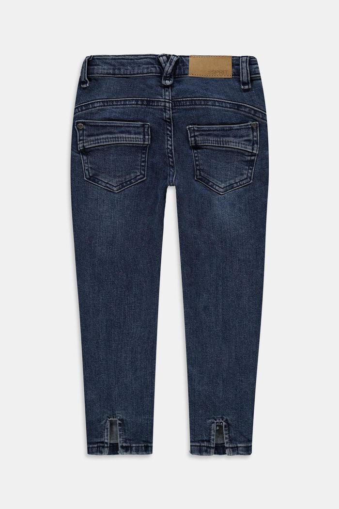 Gerecycled: jeans met splitten en een verstelbare band, BLUE DARK WASHED, detail image number 1