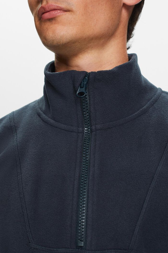 Sweatshirt van fleece met halve rits, PETROL BLUE, detail image number 1