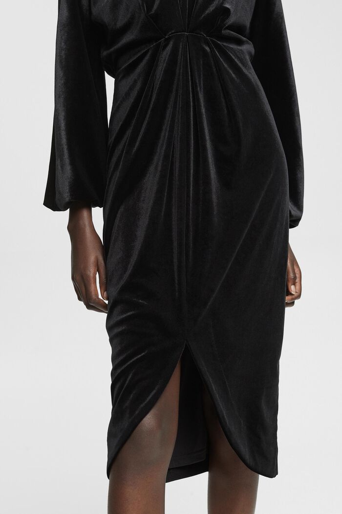 Fluwelen midi-jurk, BLACK, detail image number 4