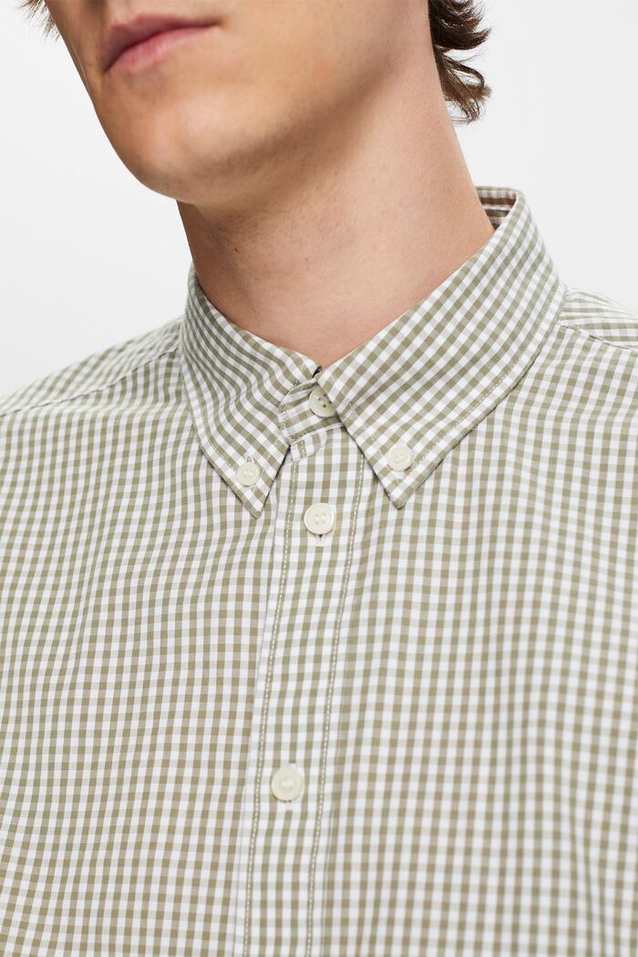 Vichy-buttondownshirt, 100% katoen, LIGHT KHAKI, detail image number 2