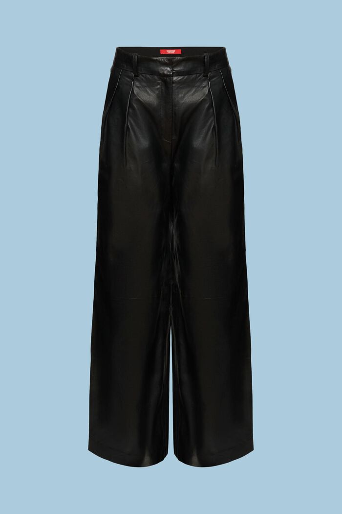 Leren broek met wijde pijpen, BLACK, detail image number 6