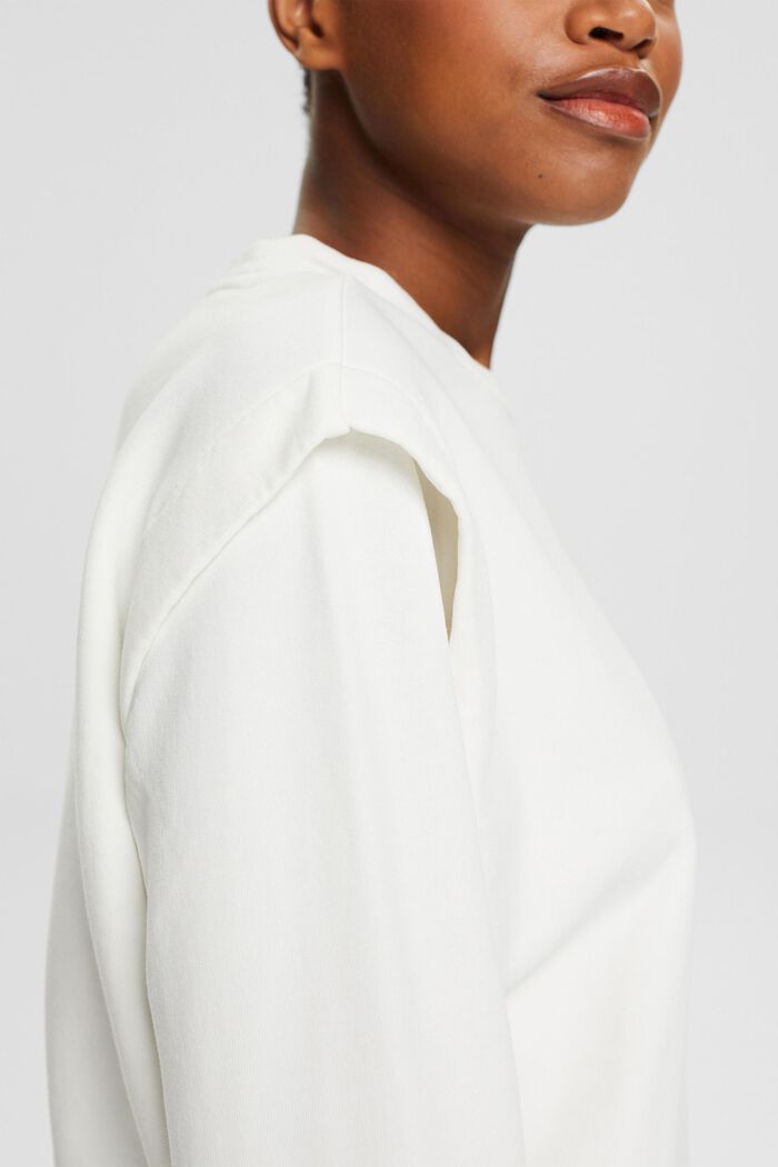 Gerecycled: sweatshirt met schouderdetail, OFF WHITE, detail image number 2