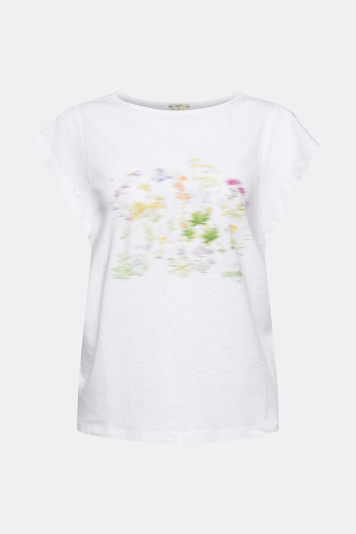 Met linnen: T-shirt met print, WHITE, detail image number 5