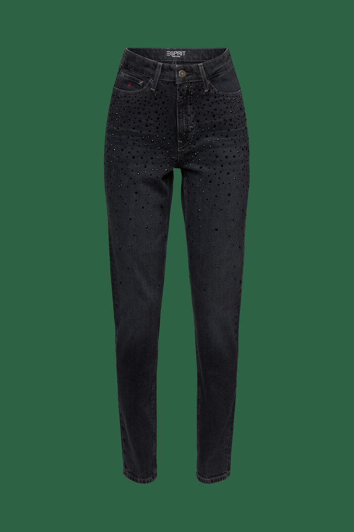 Klassieke high rise jeans met retrolook, BLACK DARK WASHED, detail image number 8