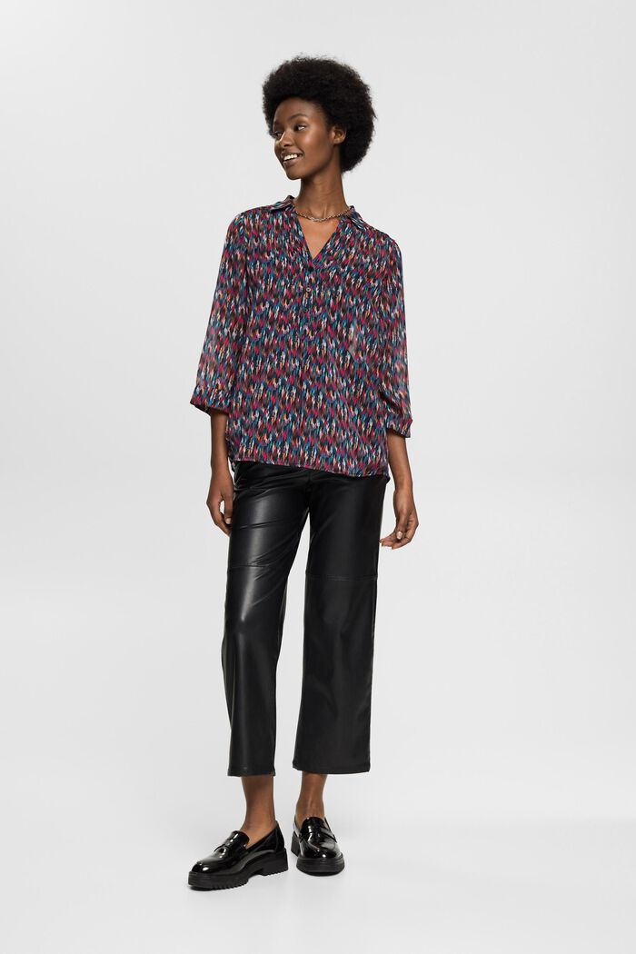 Chiffon blouse met motief en glittereffect, BLACK, detail image number 5