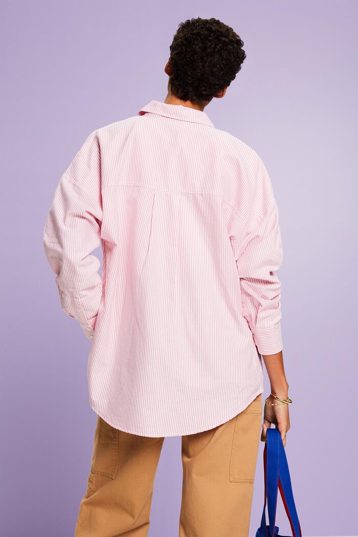 Oversized gestreept katoenen overhemd, PINK, detail image number 2